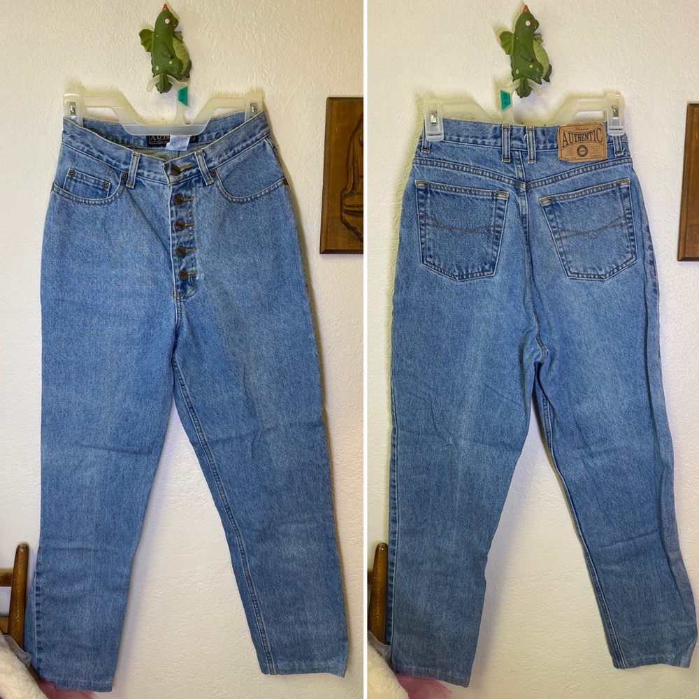 VTG 80s 90s Paris Sport Club High Waist Mom Denim Jeans Sz 7 Button Fly 26x26